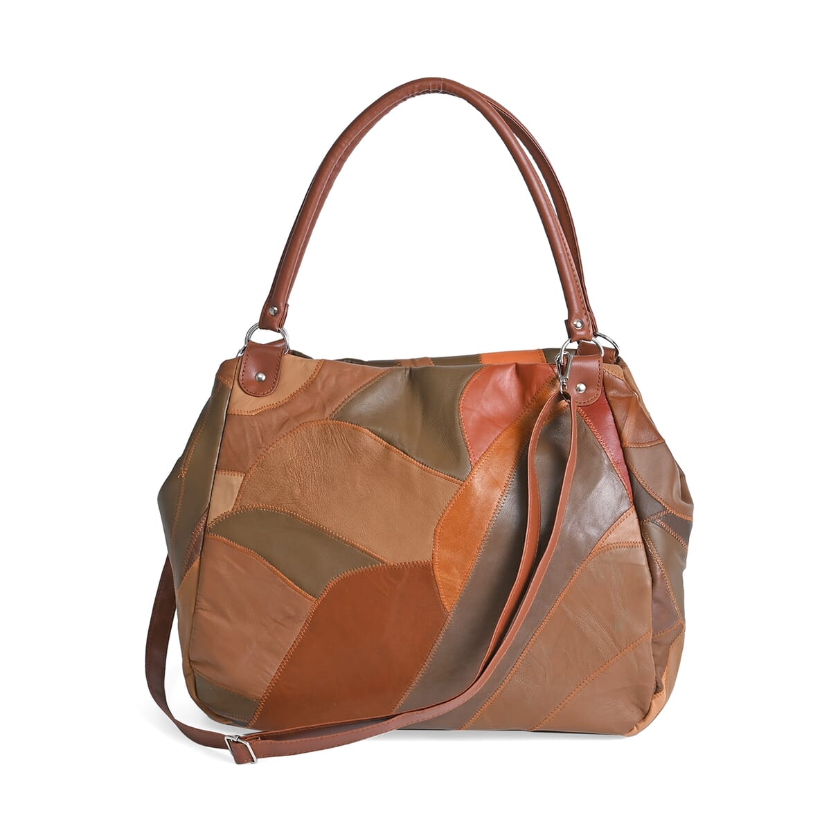 Multi Brown Sheep Leather Tote Bag image number 0