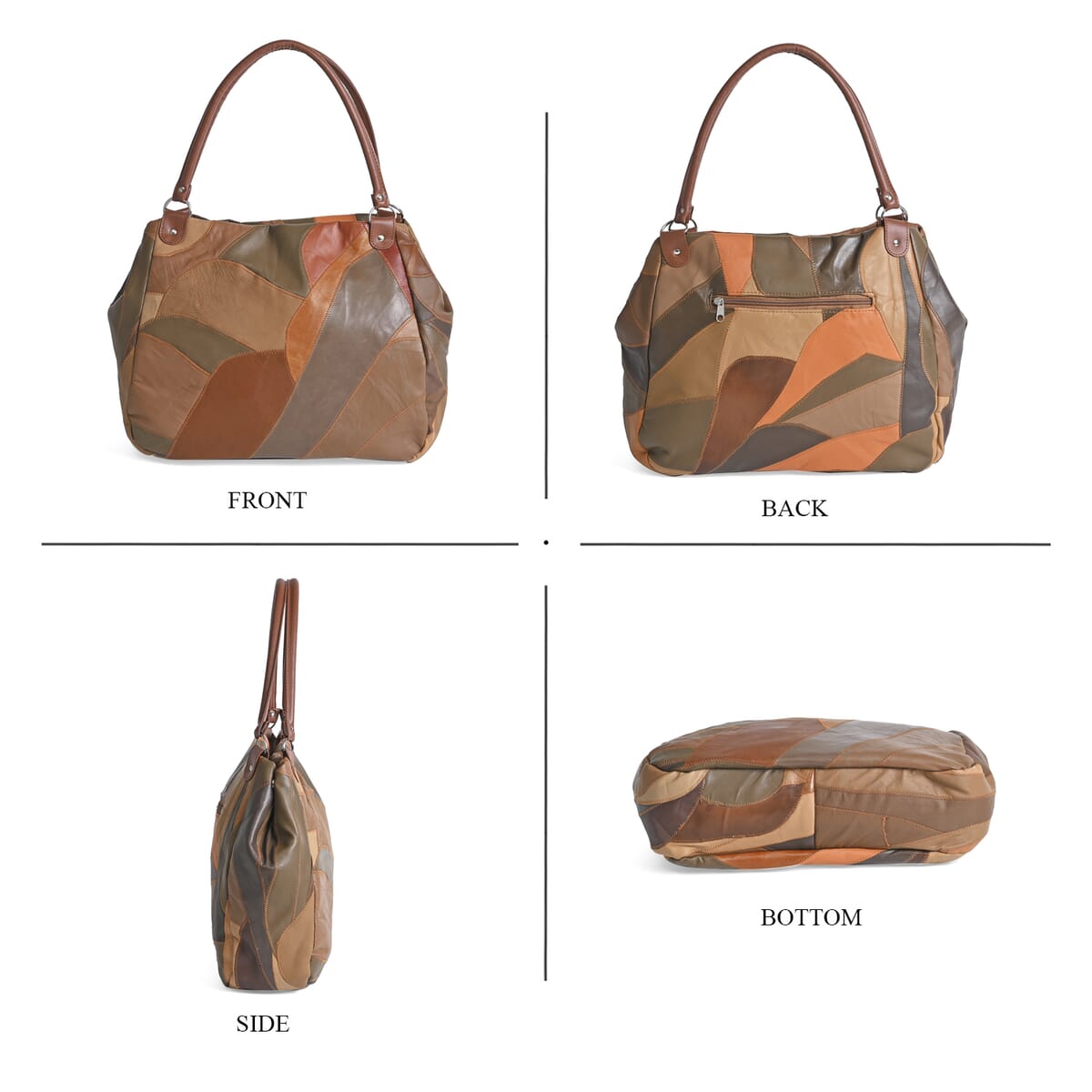 Multi Brown Sheep Leather Tote Bag image number 3