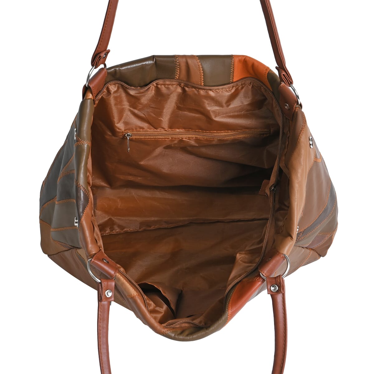 Multi Brown Sheep Leather Tote Bag image number 4