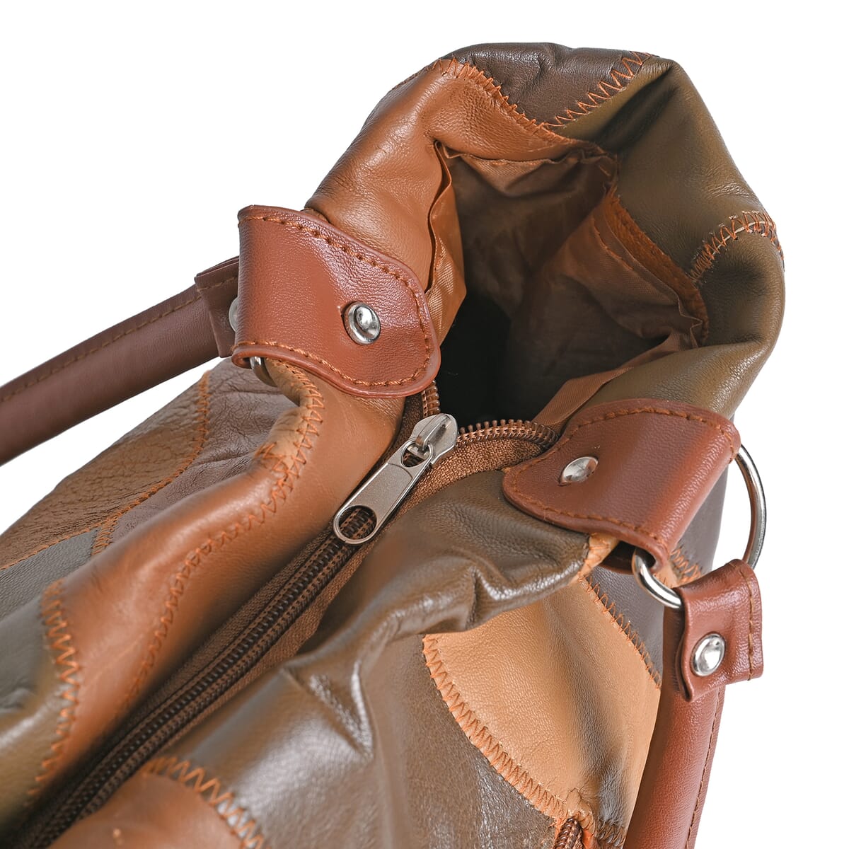 Multi Brown Sheep Leather Tote Bag image number 5