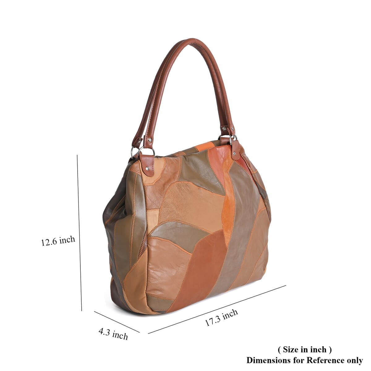 Multi Brown Sheep Leather Tote Bag image number 6