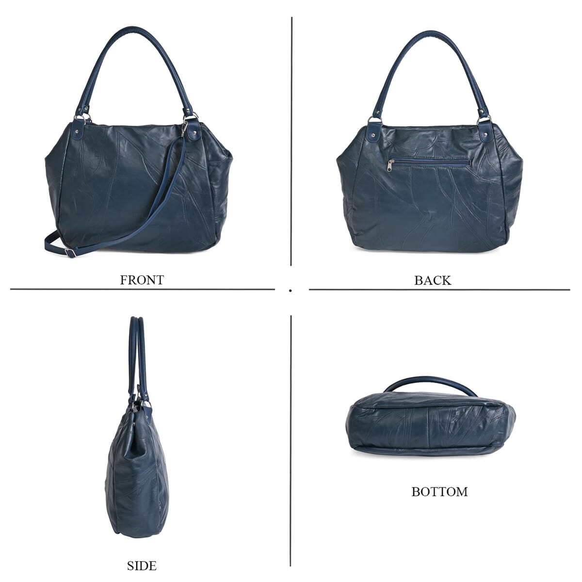 Navy Sheep Leather Tote Ba image number 3