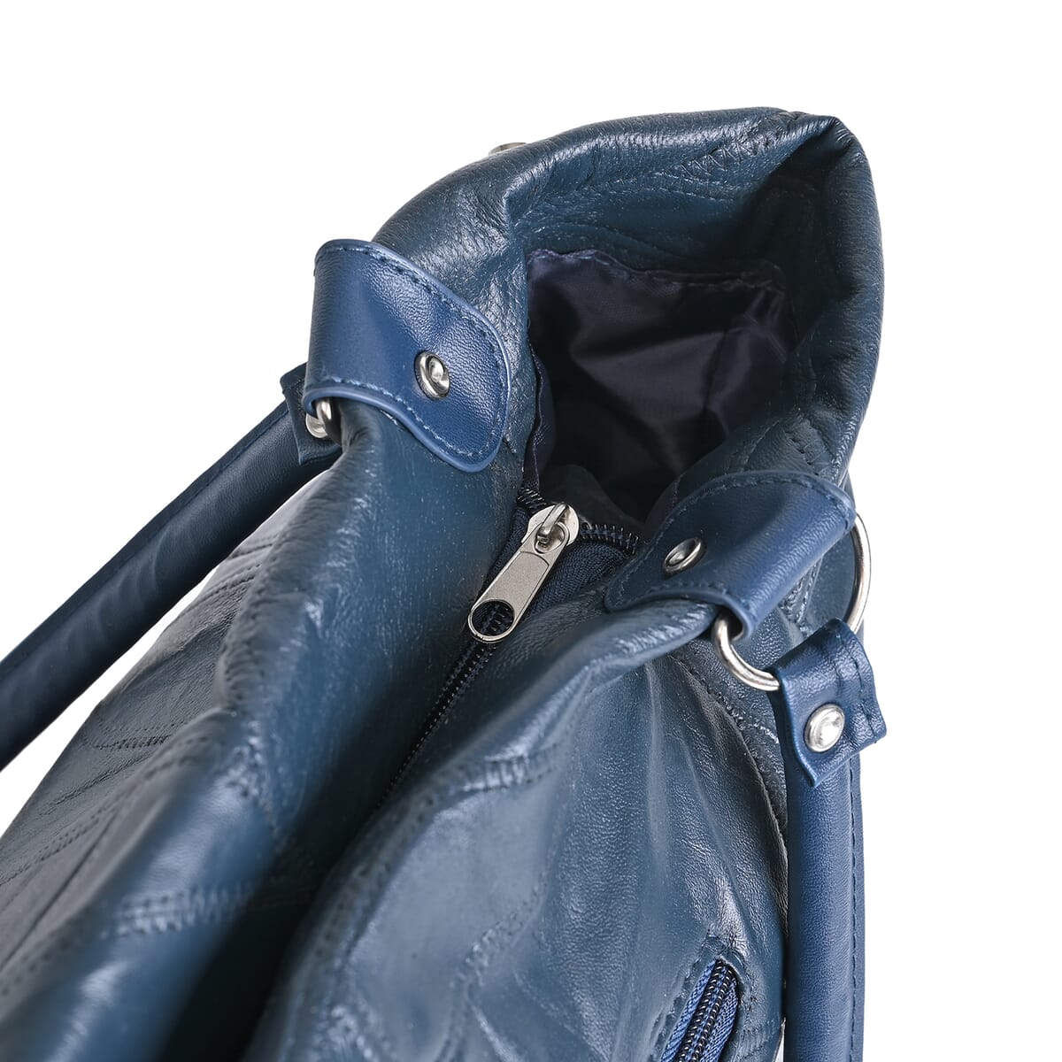 Navy Sheep Leather Tote Ba image number 5