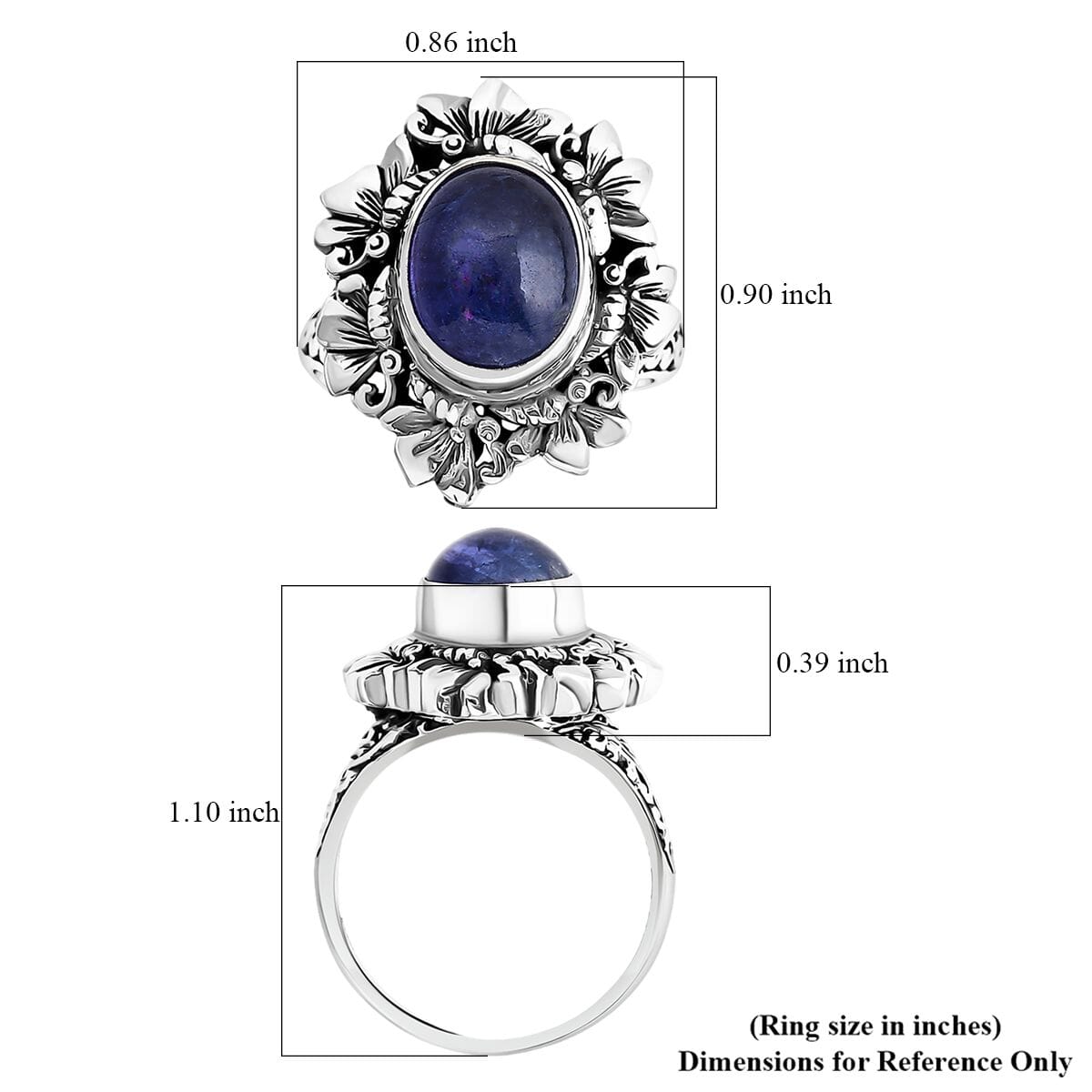 Bali Legacy Tanzanite 4.50 ctw Butterfly Ring in Sterling Silver (Size 9.0) image number 5
