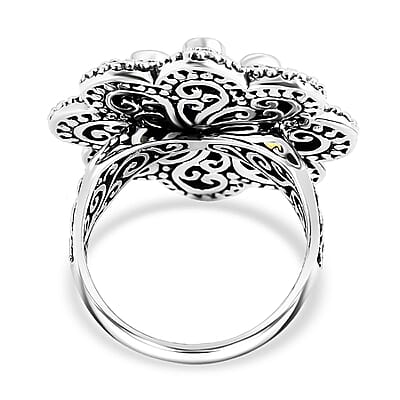 Bali Legacy Tanzanite and Multi Sapphire 1.30 ctw Flower Ring in Sterling Silver (Size 10.0)