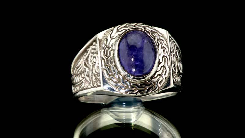 Bali Legacy Tanzanite 3.25 ctw Dragon Men's Ring in Sterling Silver