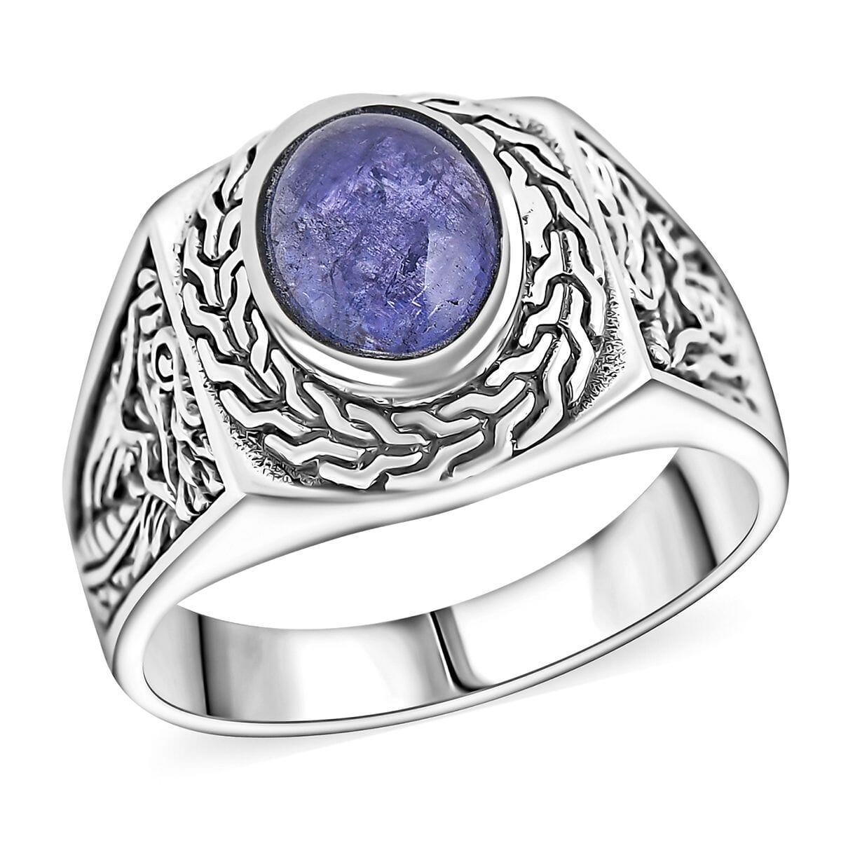 Bali Legacy Tanzanite 3.25 ctw Dragon Men's Ring in Sterling Silver (Size 14.0) image number 0