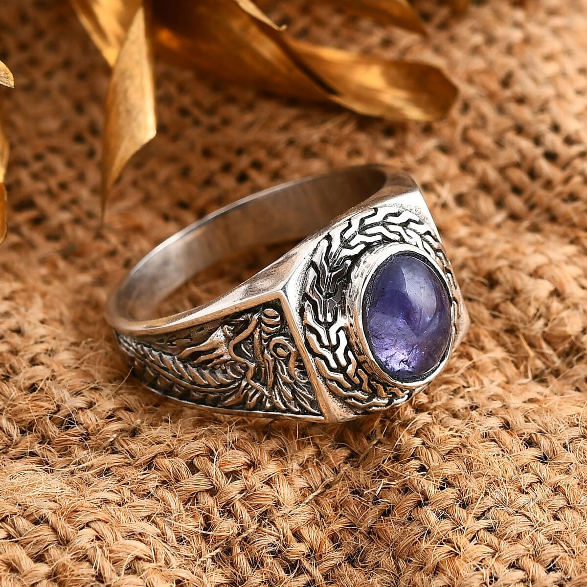 Bali Legacy Tanzanite 3.25 ctw Dragon Men's Ring in Sterling Silver (Size 14.0) image number 1