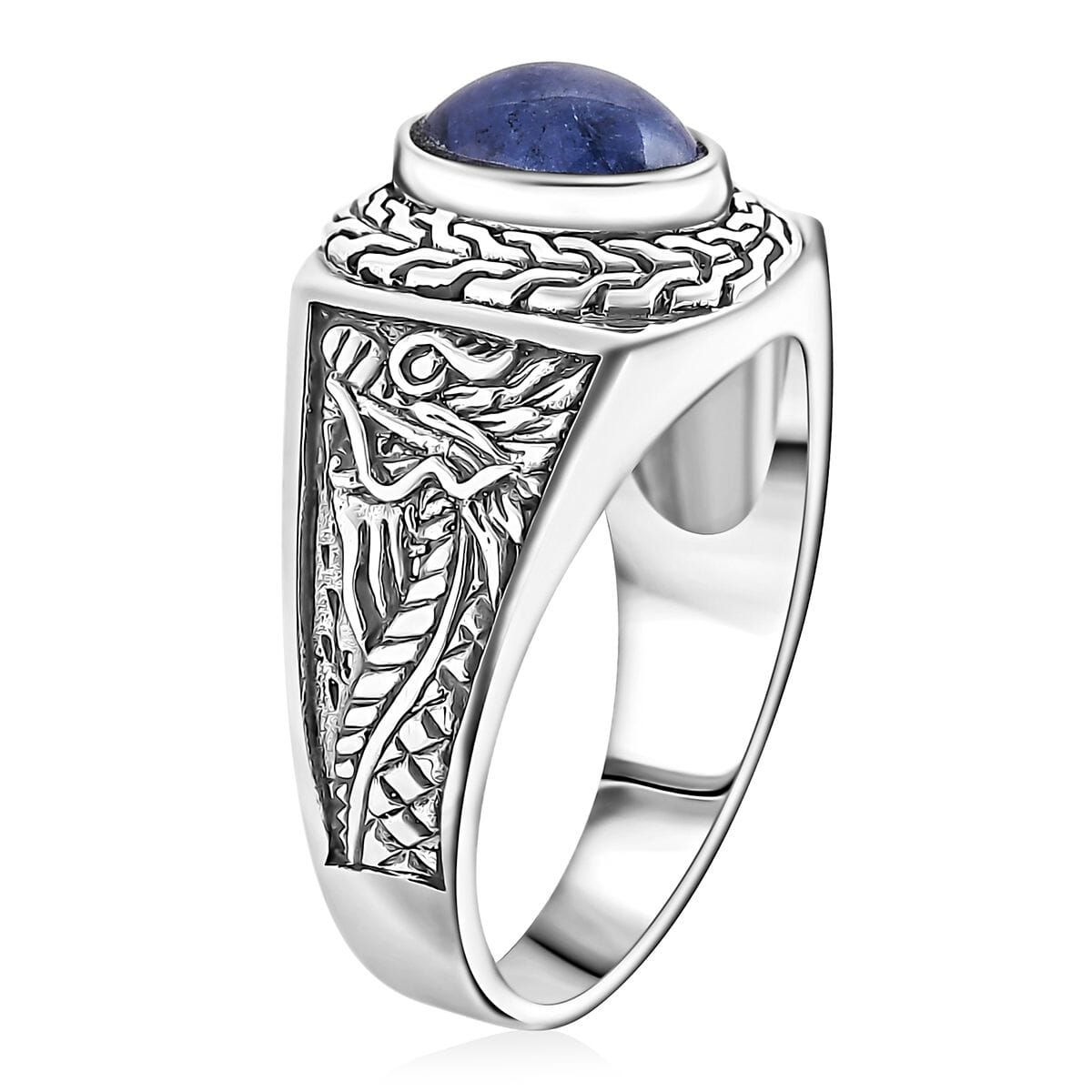 Bali Legacy Tanzanite 3.25 ctw Dragon Men's Ring in Sterling Silver (Size 14.0) image number 3