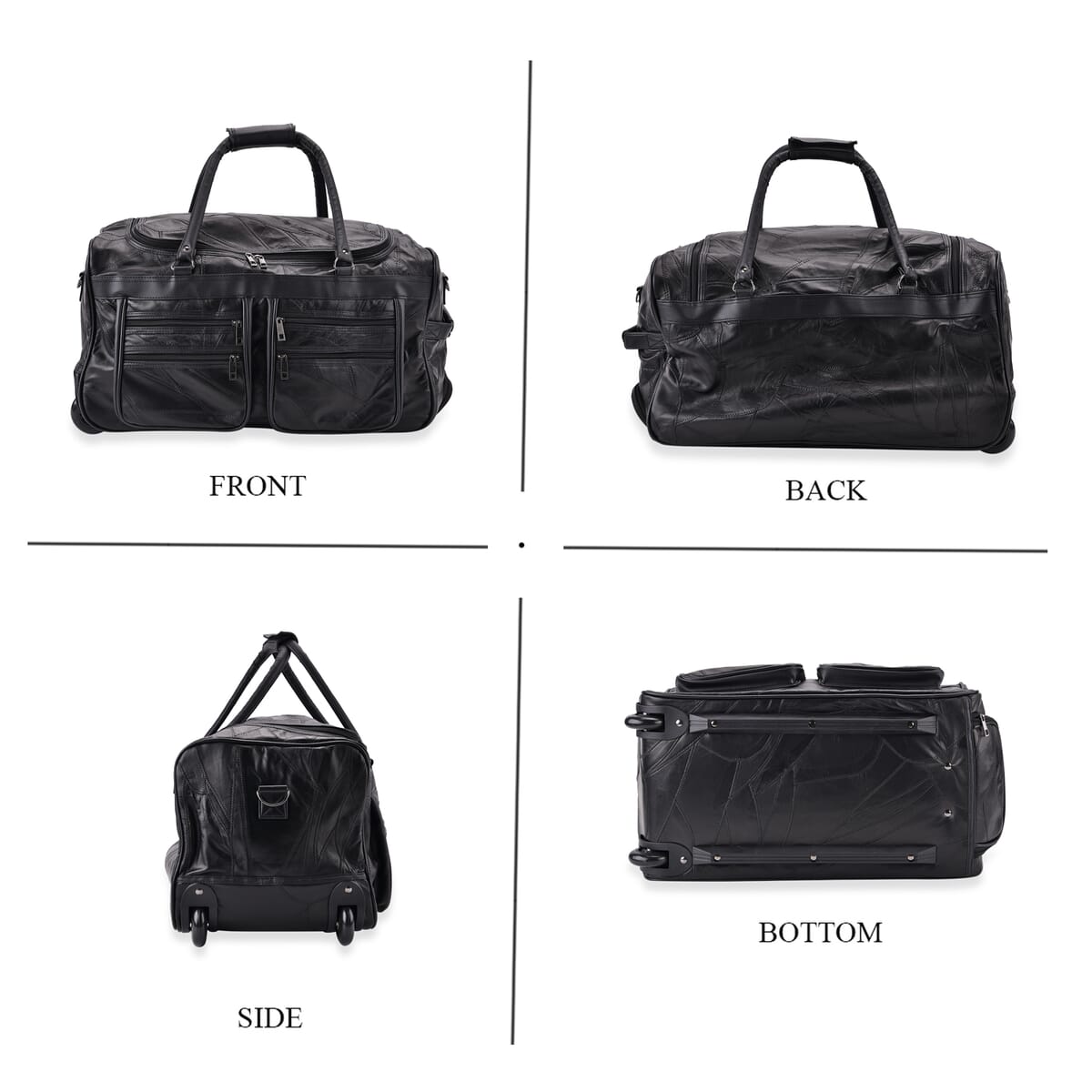 TLV Black Sheep Leather Trolley Travel Bag (20"x11.4"x11") with 54.7 inch Long Strap image number 3