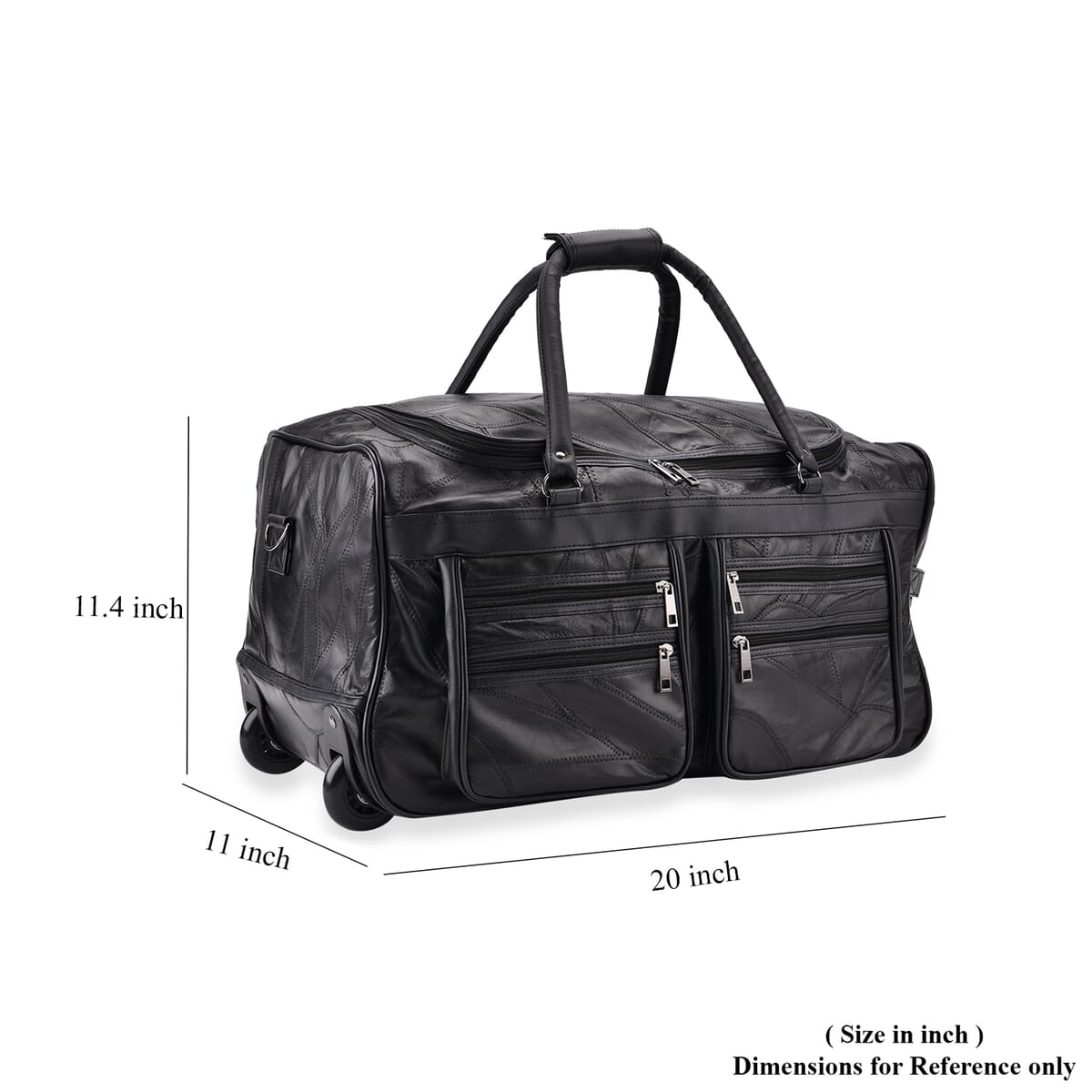TLV Black Sheep Leather Trolley Travel Bag (20"x11.4"x11") with 54.7 inch Long Strap image number 7