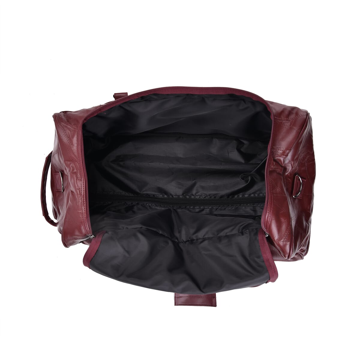 Burgundy Sheep Leather Trolley Travel Bag with 54.7 inch Long Strap image number 5