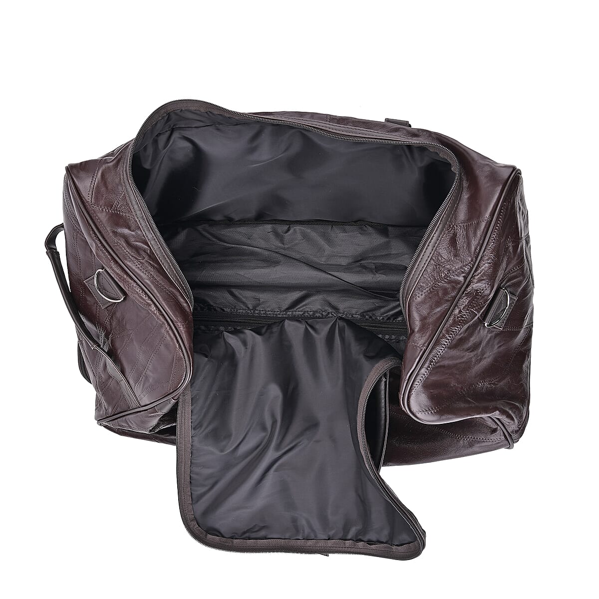 Brown Sheep Leather Trolley Travel Bag with 54.7 inch Long Strap image number 5