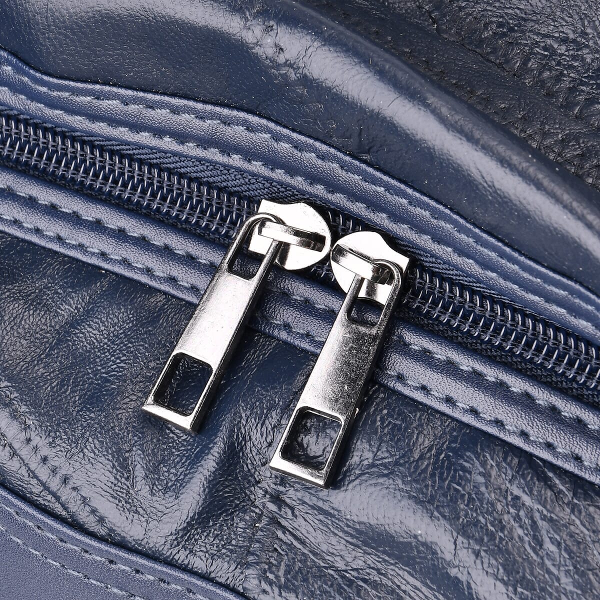 Navy Sheep Leather Trolley Travel Bag with 54.7 inch Long Strap image number 6