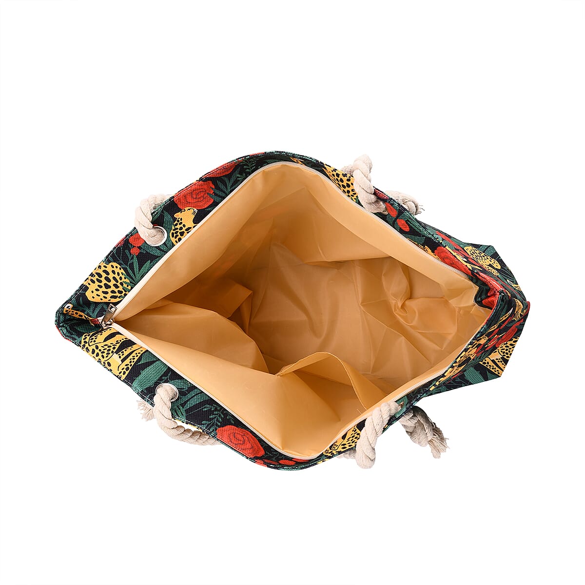 Red Rose with Leopard Print Pattern Large Size Tote Bag image number 5