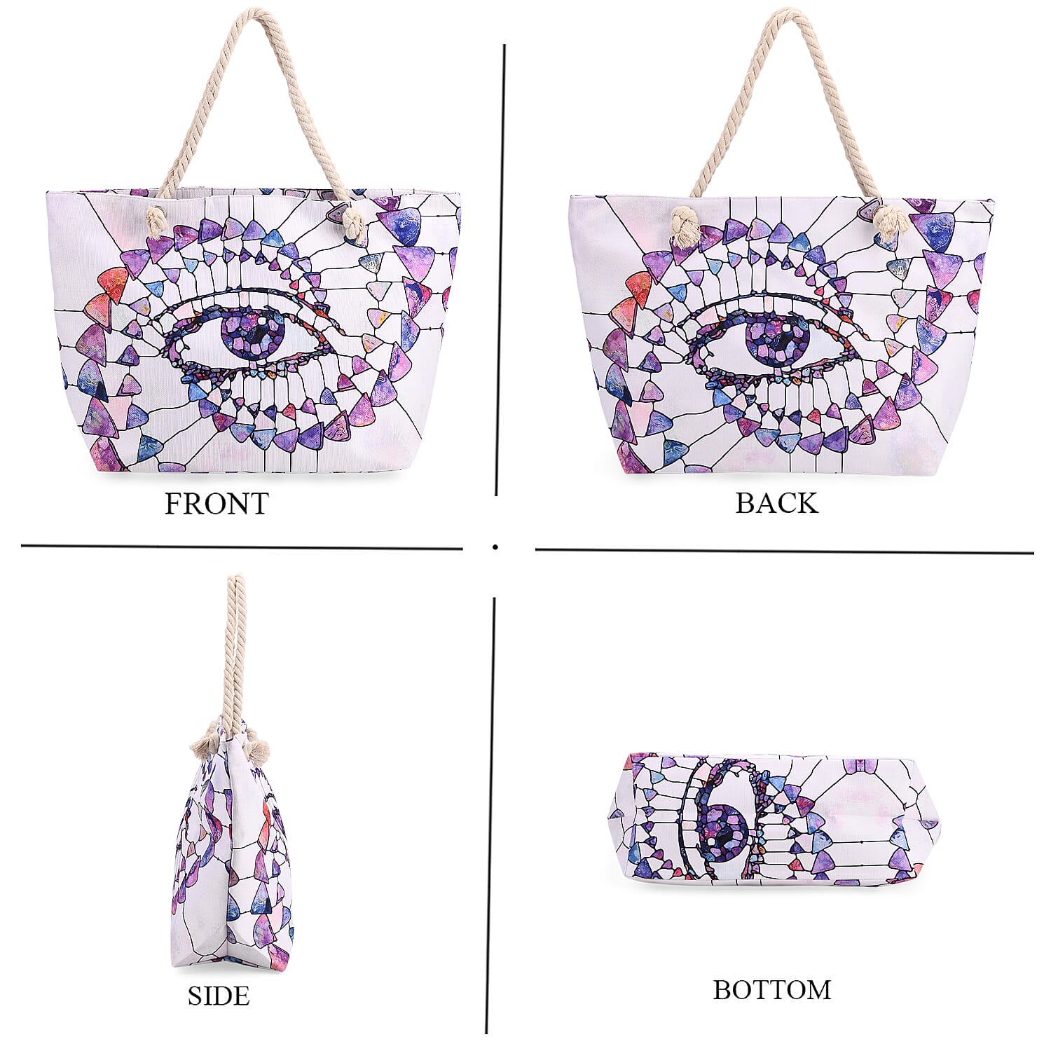 Buy White Artistic Eye Print Pattern Large Size Tote Bag at Buy White Artistic Eye Print Pattern Large Size Tote Bag at