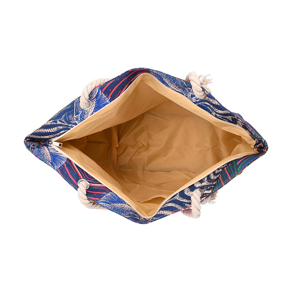 Multi Color Zebra Head and Leaves Print Pattern Large Size Tote Bag image number 4