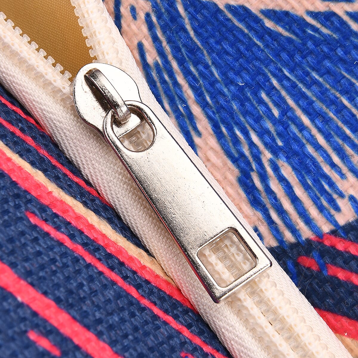 Multi Color Zebra Head and Leaves Print Pattern Large Size Tote Bag image number 5