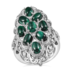 Karis African Malachite Ring in Platinum Bond (Size 10.0) 7.15 ctw