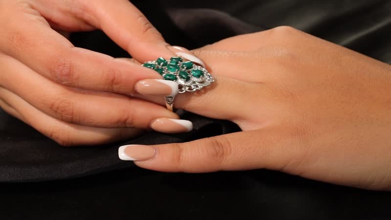 Karis African Malachite Ring in Platinum Bond (Size 10.0) 7.15 ctw