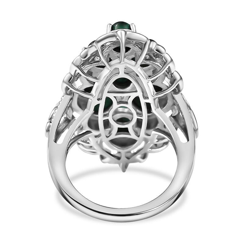 Karis African Malachite Ring in Platinum Bond (Size 10.0) 7.15 ctw