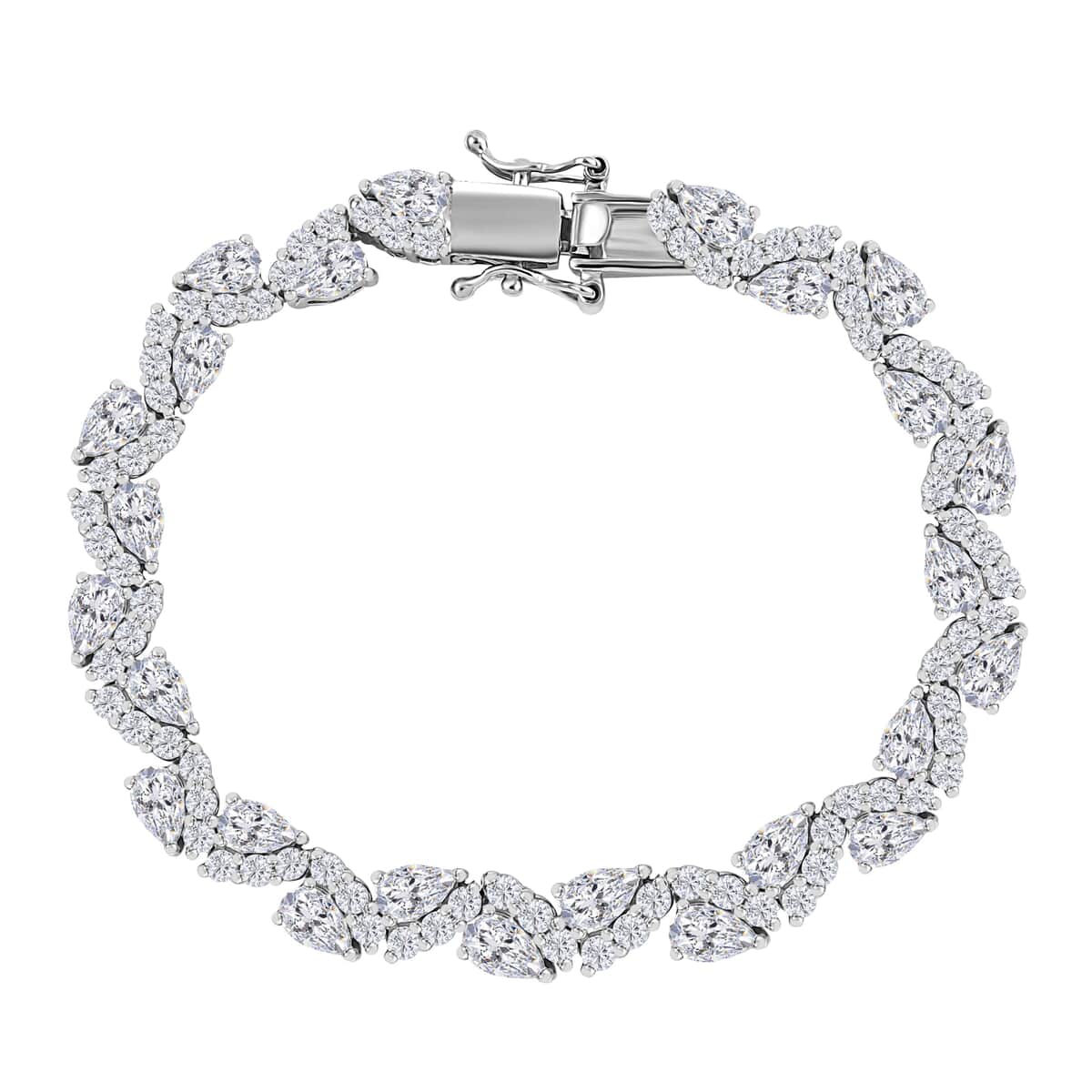 Moissanite 7.40 ctw Petal Whispers Bracelet in Rhodium Over Sterling Silver (6.50 In) image number 0