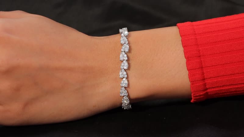 Moissanite 7.40 ctw Bracelet in Rhodium Over Sterling Silver (6.50 In)