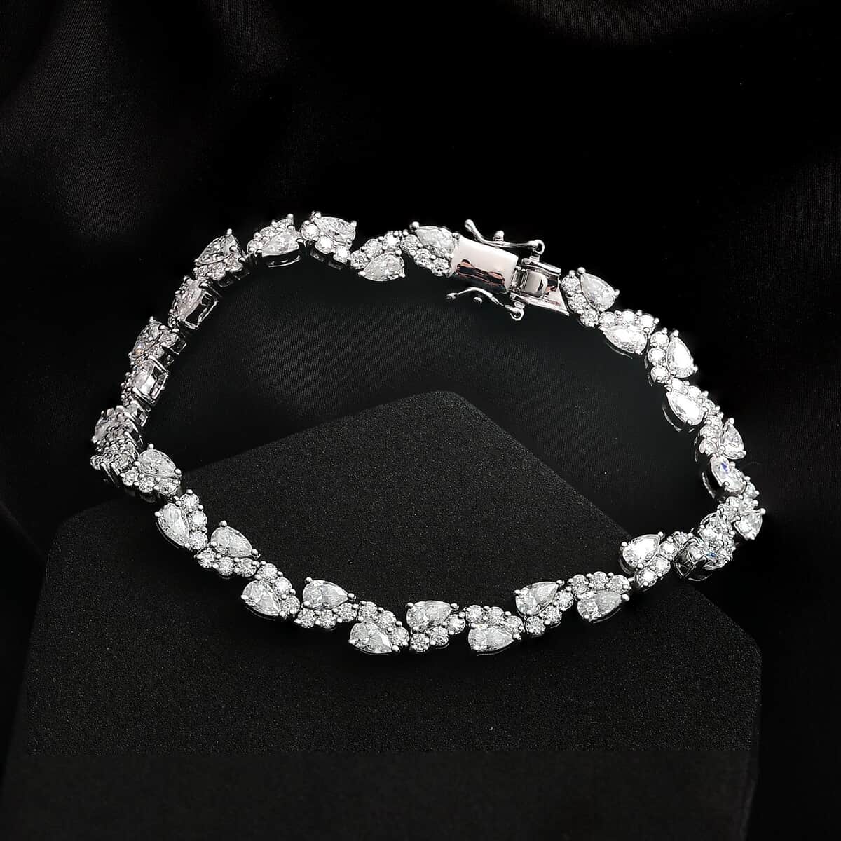 Moissanite 7.40 ctw Petal Whispers Bracelet in Rhodium Over Sterling Silver (6.50 In) image number 1