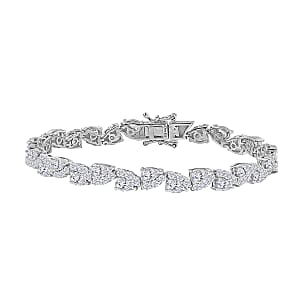 Moissanite 8.30 ctw Petal Whispers Bracelet in Rhodium Over Sterling Silver (7.25 In)