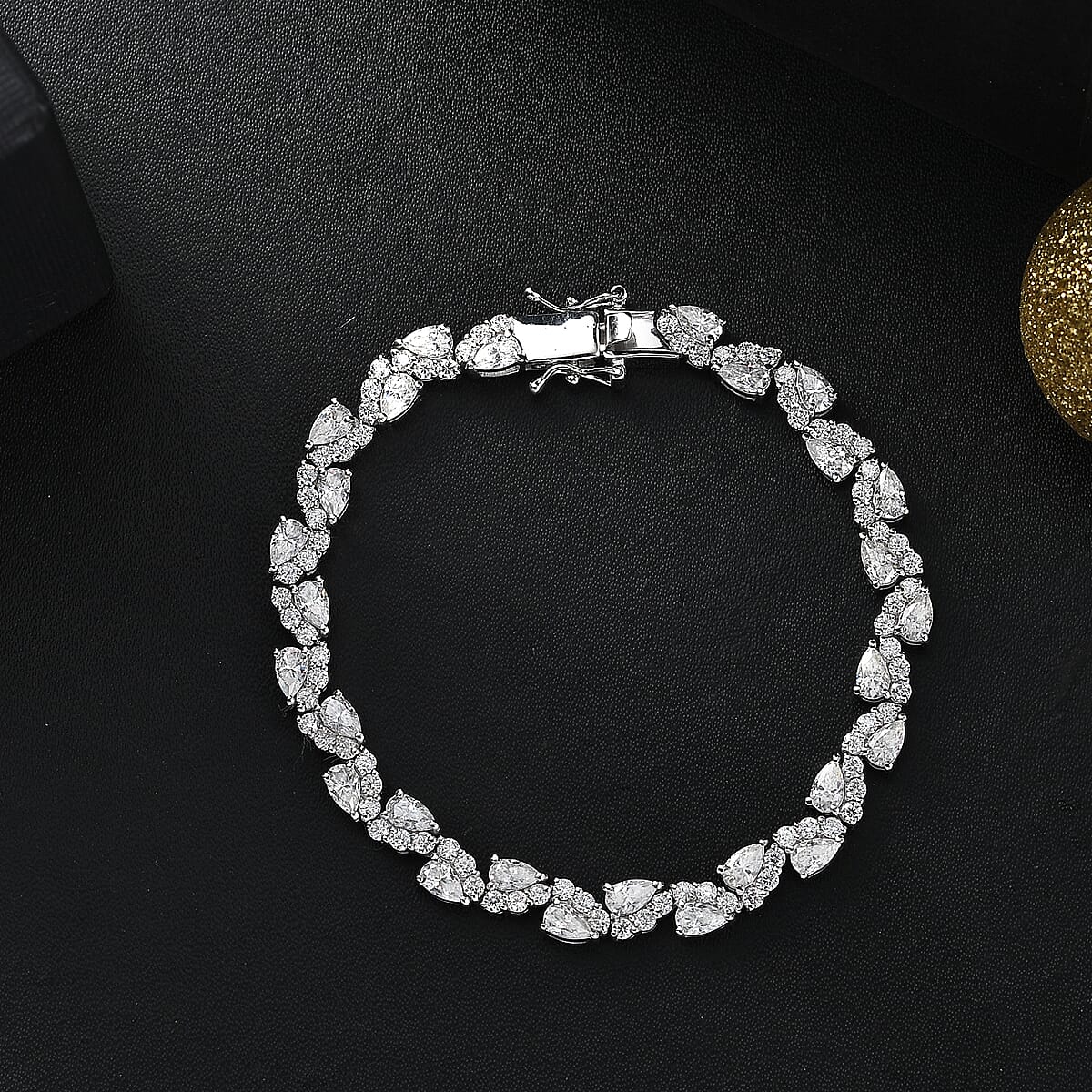 Moissanite 8.30 ctw Petal Whispers Bracelet in Rhodium Over Sterling Silver (7.25 In) image number 1