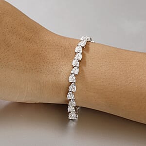 D'Joy Moissanite 8.30 ctw Petal Whispers Bracelet in Rhodium Over Sterling Silver (7.25 In)