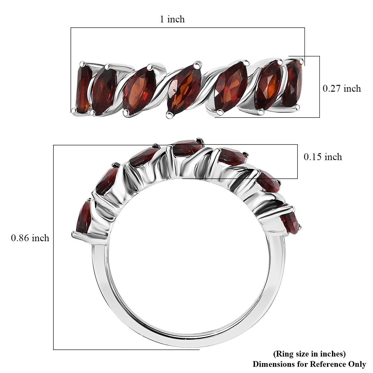 Mozambique Garnet 2.20 ctw Fancy Ring in Rhodium Over Sterling Silver (Size 7.0) image number 5