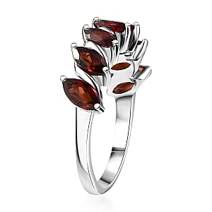D'Joy Mozambique Garnet 2.20 ctw Fancy Ring in Rhodium Over Sterling Silver (Size 9.0)