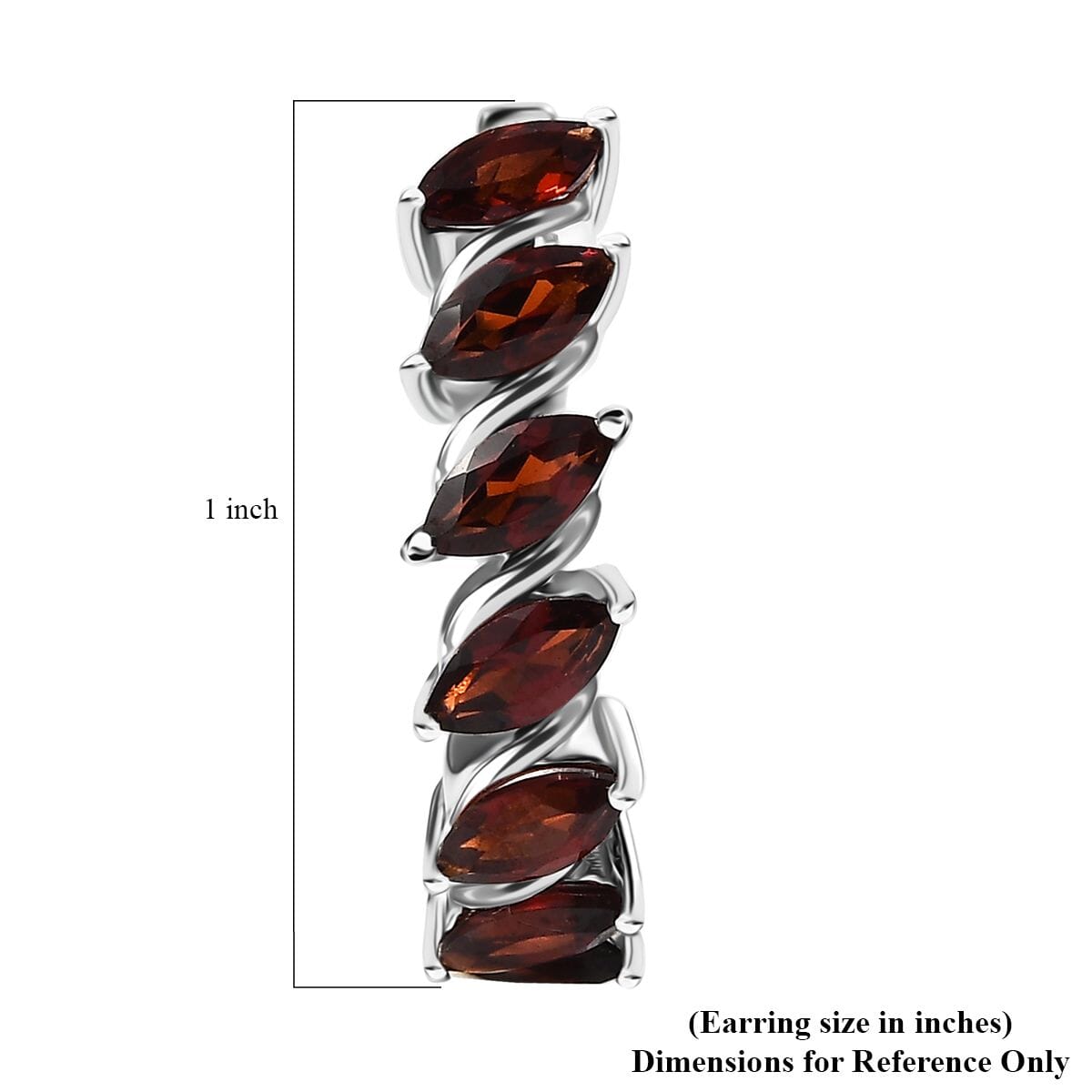 Mozambique Garnet 4.20 ctw Hoop Earrings in Rhodium Over Sterling Silver  image number 4