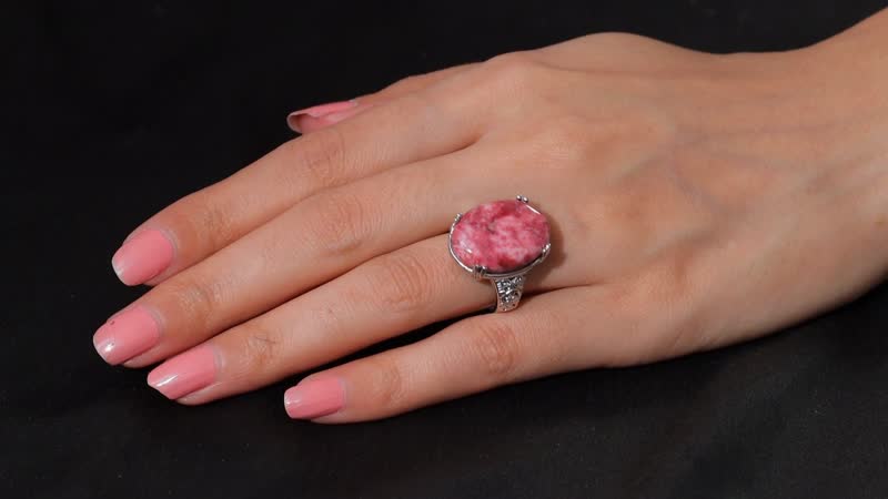 Norwegian Thulite 24.85 ctw Solitaire Ring in Platinum Over Copper with Magnet (Size 10.0)