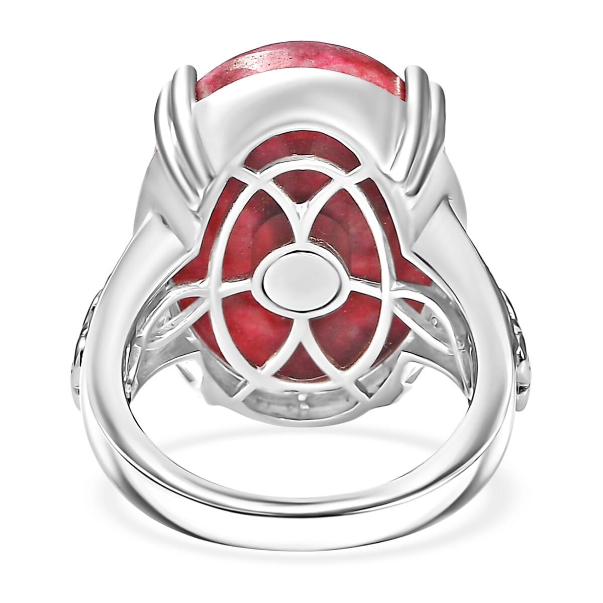 Norwegian Thulite 24.85 ctw Solitaire Ring in Platinum Over Copper with Magnet (Size 10.0)  image number 4