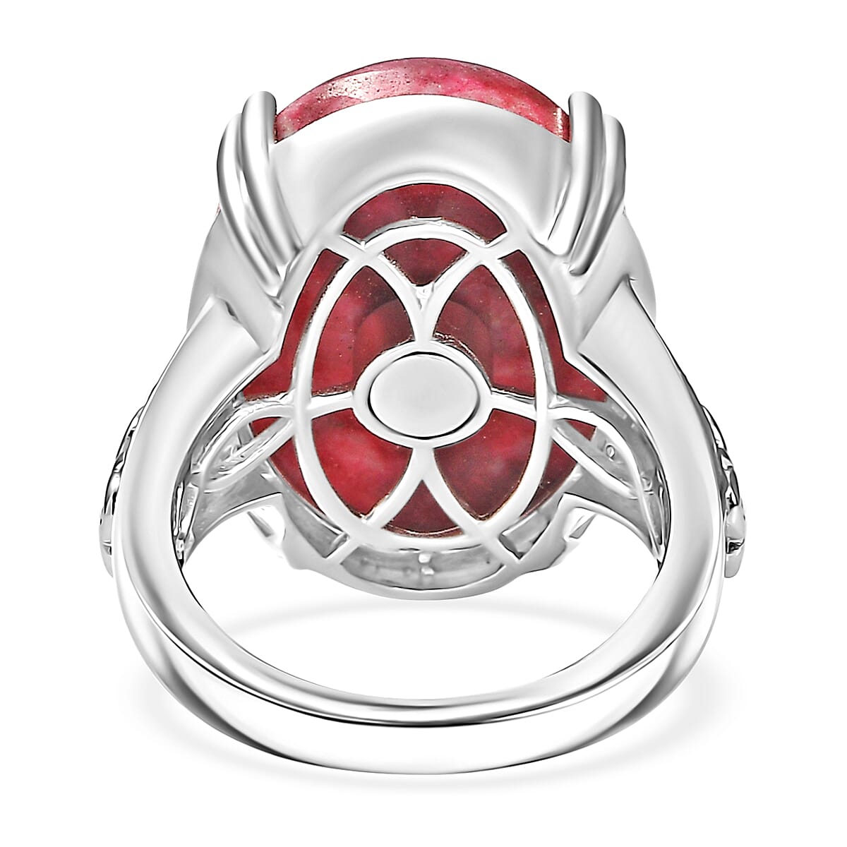 Norwegian Thulite 24.85 ctw Solitaire Ring in Platinum Over Copper with Magnet (Size 6.0)  image number 4