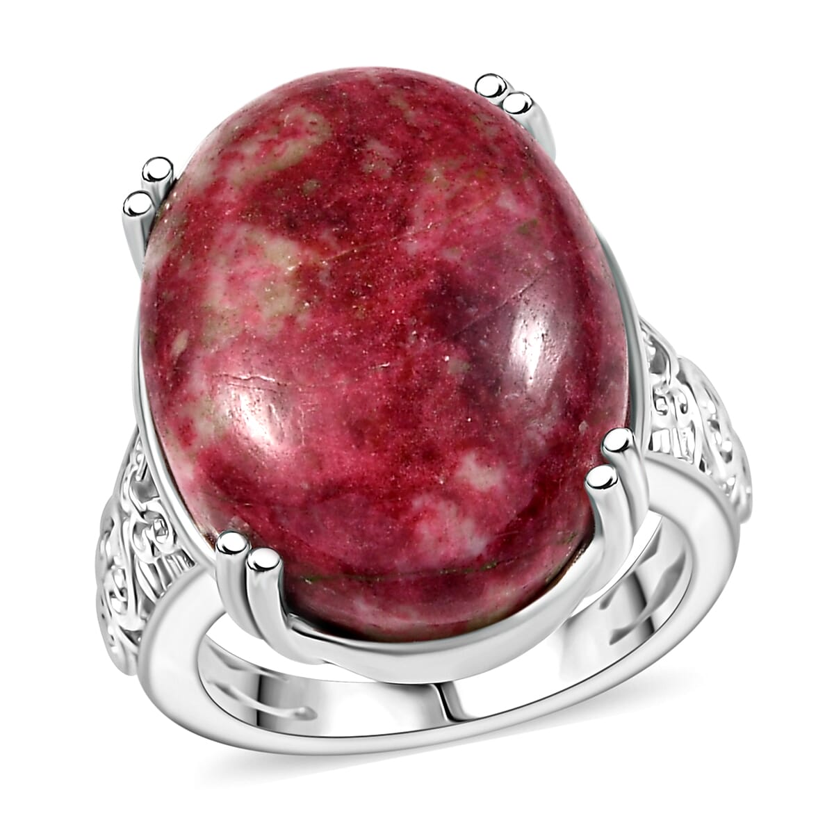 Norwegian Thulite Solitaire Ring in Platinum Over Copper with Magnet (Size 9.0) 24.85 ctw image number 0