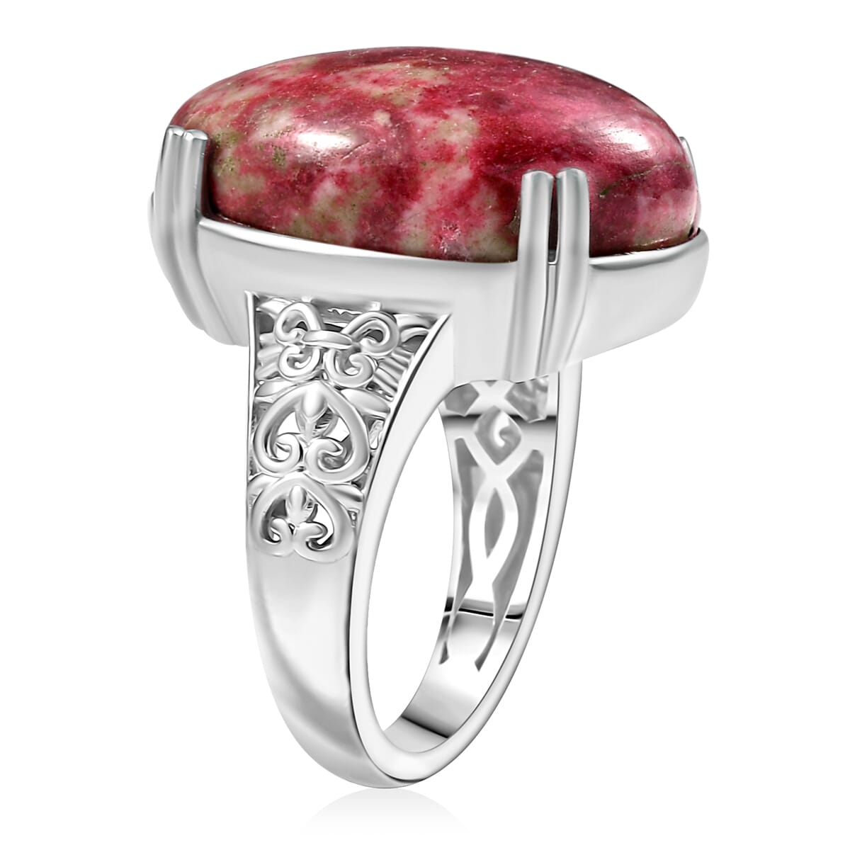 Norwegian Thulite Solitaire Ring in Platinum Over Copper with Magnet (Size 9.0) 24.85 ctw image number 3