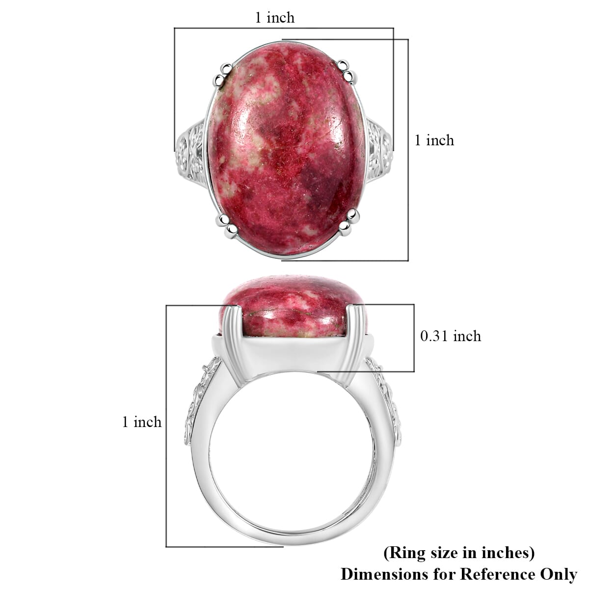 Norwegian Thulite Solitaire Ring in Platinum Over Copper with Magnet (Size 9.0) 24.85 ctw image number 5