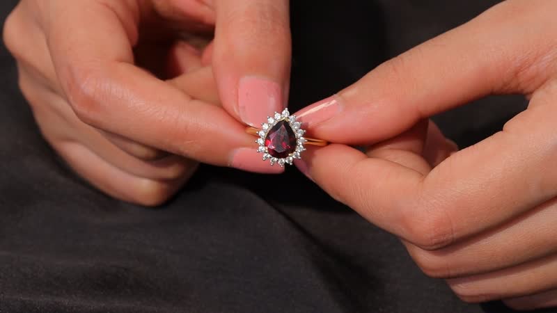 Mozambique Garnet and White Zircon 3.10 ctw Ring in 18K Vermeil Yellow Gold Over Sterling Silver (Size 10.0)