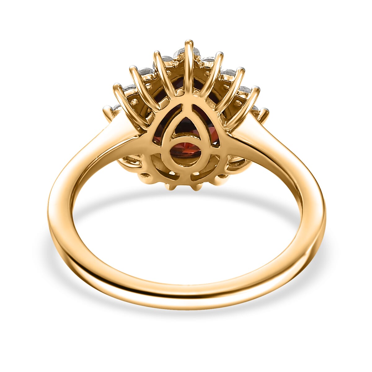 Mozambique Garnet and White Zircon 3.10 ctw Ring in 18K Vermeil Yellow Gold Over Sterling Silver (Size 10.0) image number 4