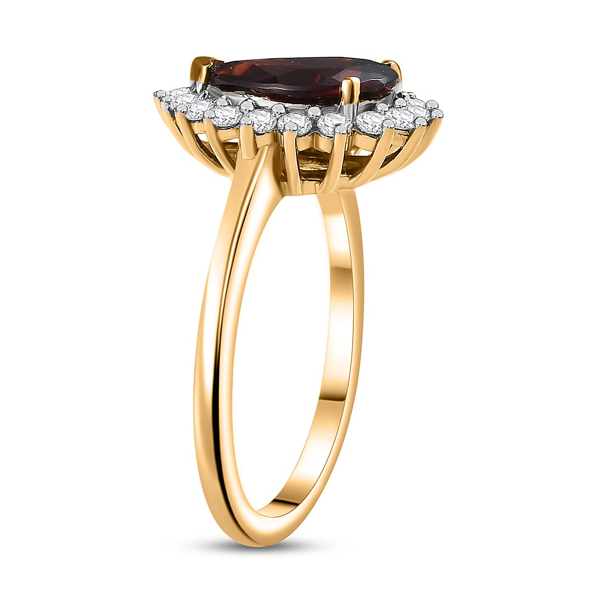 D'Joy Mozambique Garnet and White Zircon 3.10 ctw Ring in 18K Vermeil Yellow Gold Over Sterling Silver (Size 11.0) image number 3