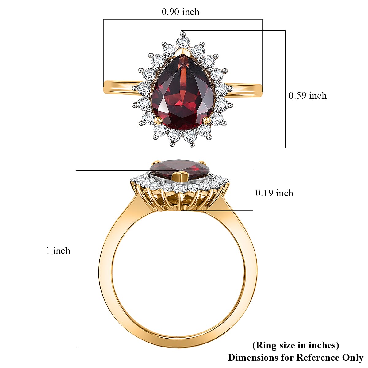 D'Joy Mozambique Garnet and White Zircon 3.10 ctw Ring in 18K Vermeil Yellow Gold Over Sterling Silver (Size 11.0) image number 5