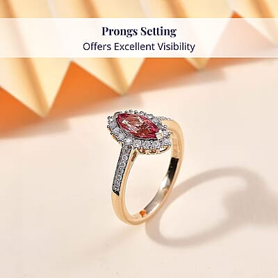 Certified & Appraised Luxoro AAA Padparadscha Sapphire (BT) 10.0) and I2 Diamond 1.54 ctw Halo Ring in 14K Yellow Gold (Size 7.0)