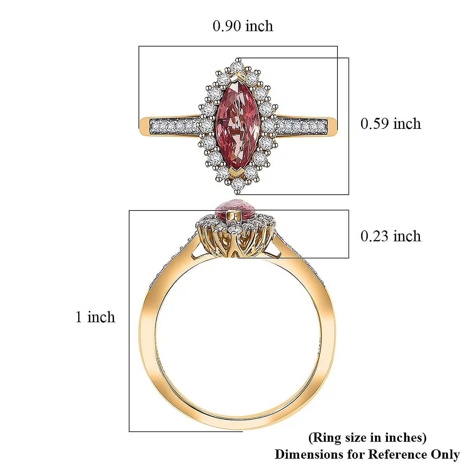 Certified & Appraised Luxoro AAA Padparadscha Sapphire (BT) 10.0) and I2 Diamond 1.54 ctw Halo Ring in 14K Yellow Gold (Size 7.0)