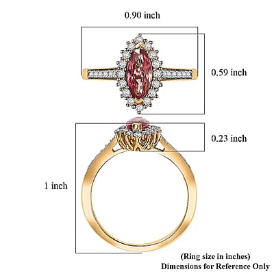 Certified & Appraised Luxoro AAA Padparadscha Sapphire (BT) 10.0) and I2 Diamond 1.54 ctw Halo Ring in 14K Yellow Gold (Size 7.0)