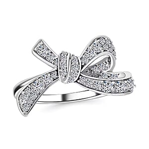 Luxuriant Lab Grown Diamond G-H SI 0.80 ctw Love Knot Ring in Platinum Over Sterling Silver (Size 10.0)