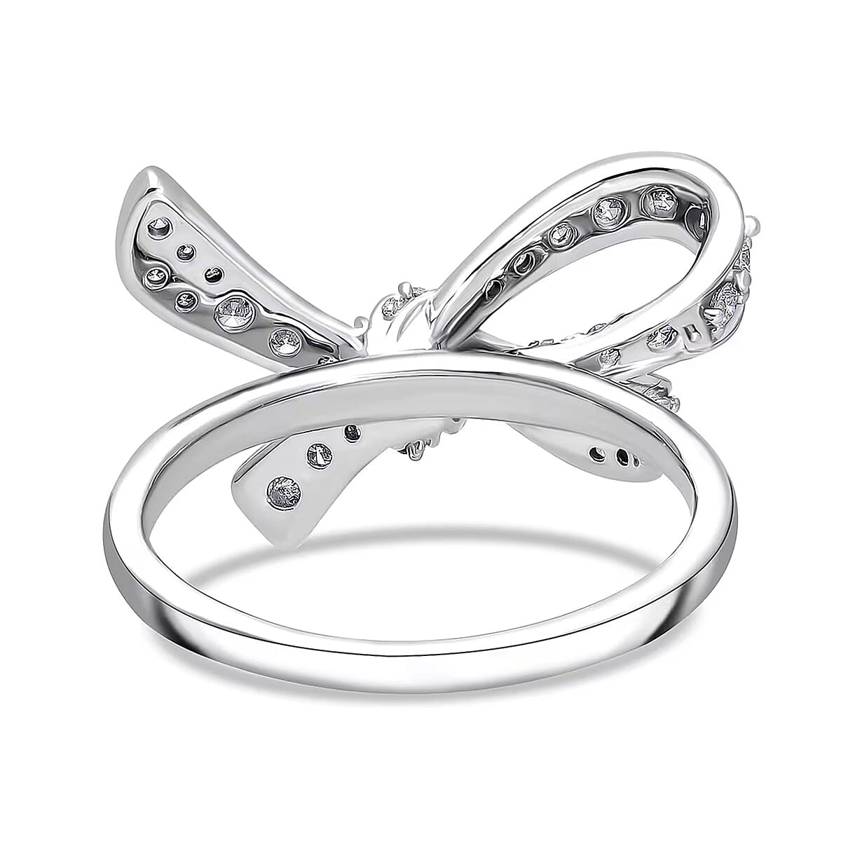 Luxuriant Lab Grown Diamond G-H SI 0.80 ctw Love Knot Ring in Platinum Over Sterling Silver (Size 6.0) image number 7