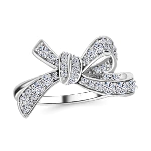 Luxuriant Lab Grown Diamond G-H SI 0.80 ctw Love Knot Ring in Platinum Over Sterling Silver (Size 8.0)